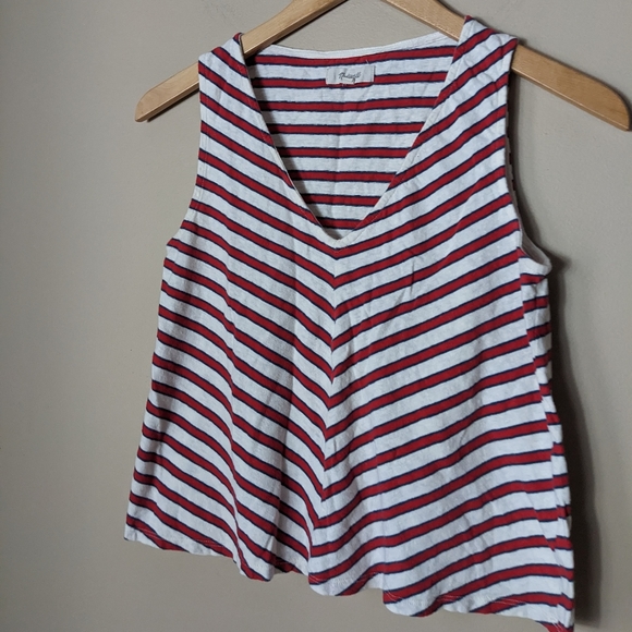 Madewell Women's Red White Blue Cropped Striped Tank Top size small - Picture 5 of 5